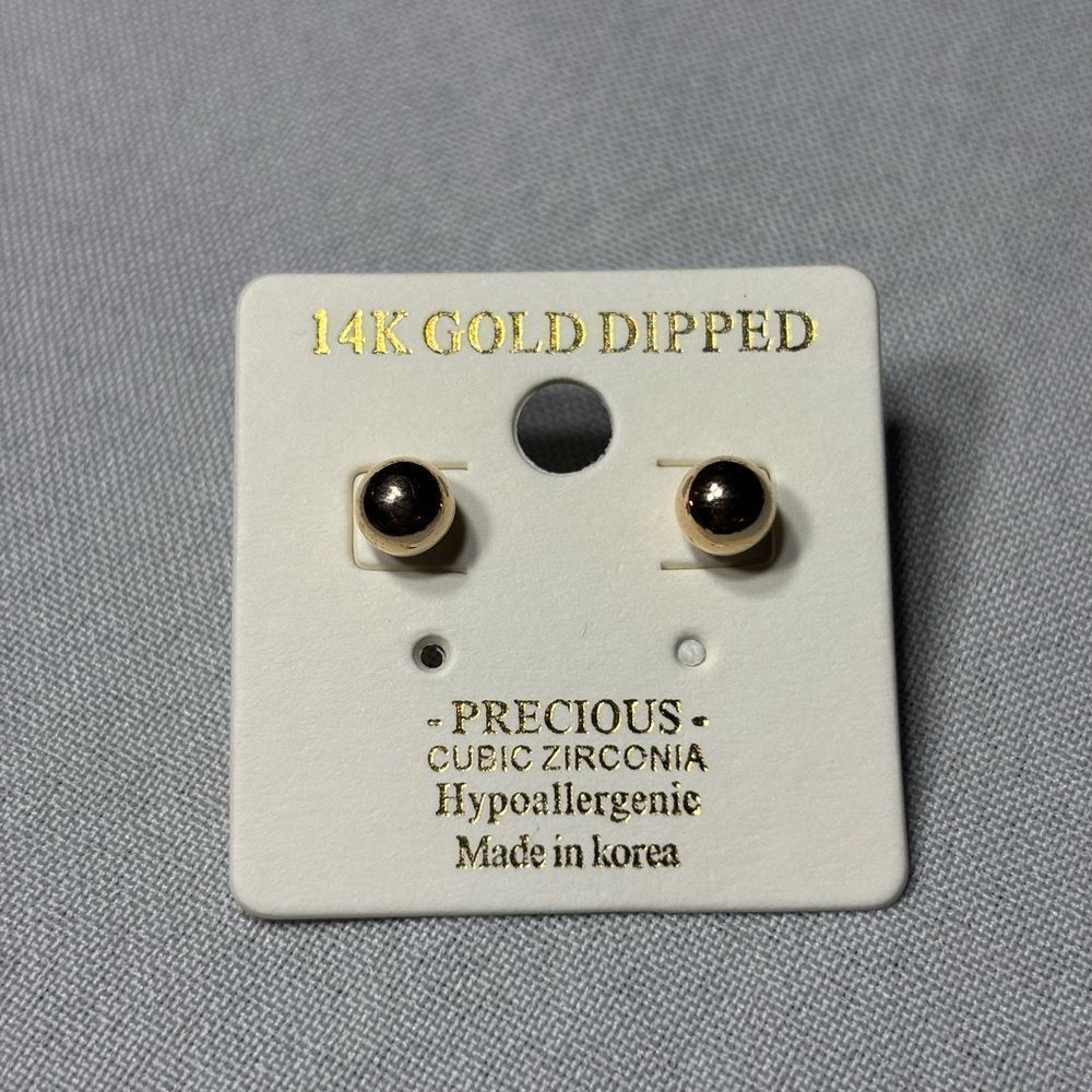 New! 14K Yellow Gold Dipped Hypoallergenic Stud Earrings